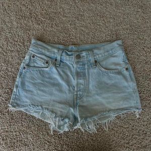 Vintage light wash 501 Levis High Waist Cut Off Denim Shorts